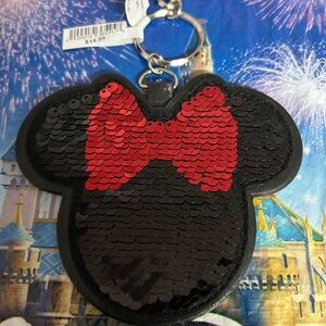 Disney Parks Mickey Mouse Icon Ears Reversible Sequin Keychain